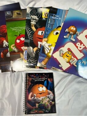 Lot Of 6 Vintage 1999 MEAD M&M School Folders & Notebook NEW Rare